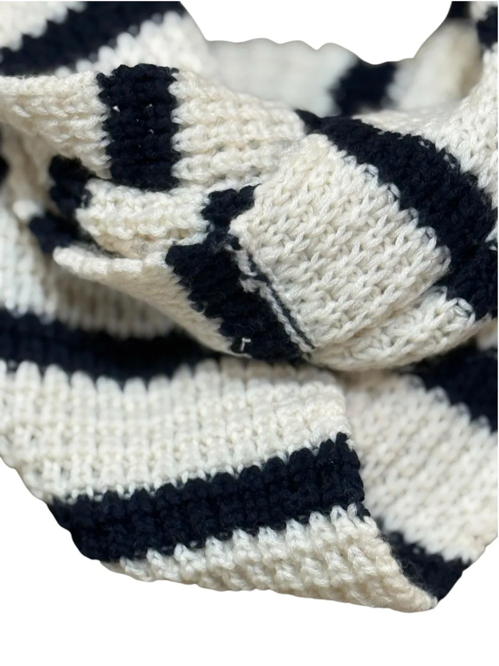 J.Crew Wool Infinity Scarf Navy Ivory Striped Breton Classic Preppy Outdoor